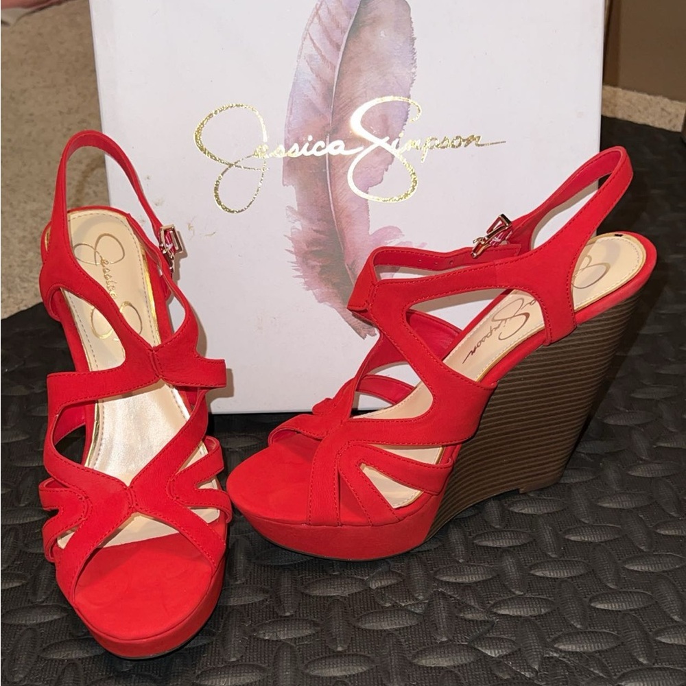 Jessica Simpson Bold Red Wedge Heels